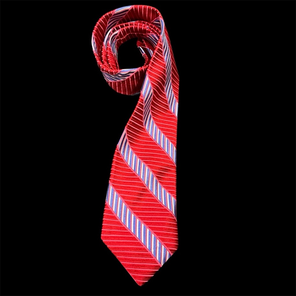 Michael Kors Vibrant Red and Blue Diagonal Striped Tie